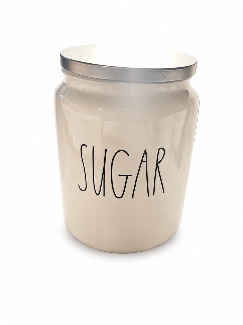 Rae Dunn Cream Sugar Canister with Silver Lid